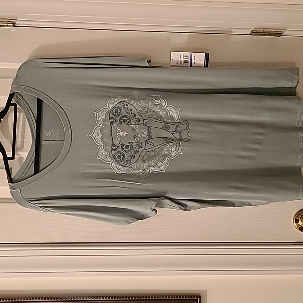 GAIAM BRAND WOMENS PLUS SIZE SHORT SLEEVE GREEN TEE SIZE XXL